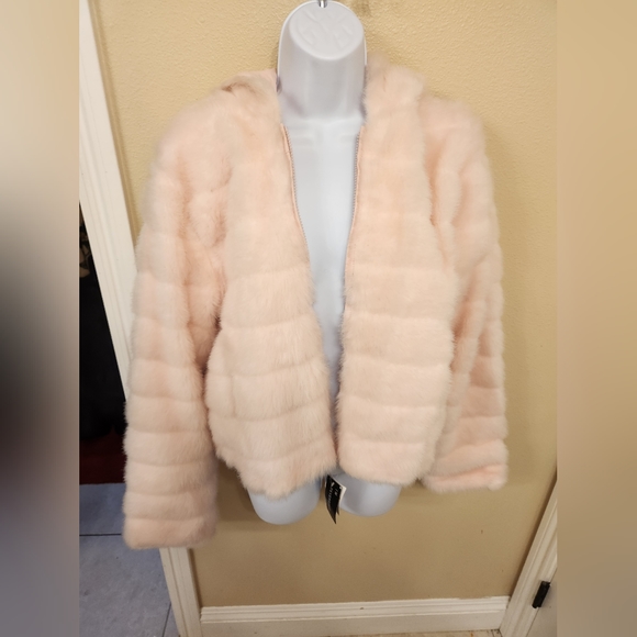 Baby Pink Paris Blues Reversible Fur Jacket Size Large | Vintage | 2000's - Picture 1 of 11